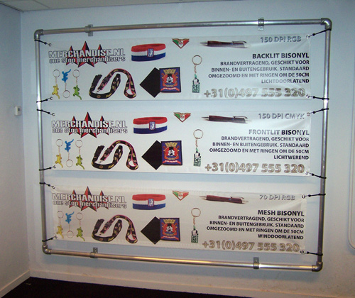 spandoekframe showroom Merchandise.nl