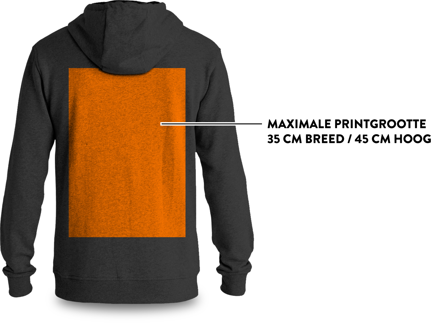 Maximale afmetingen print op achterkant sweater